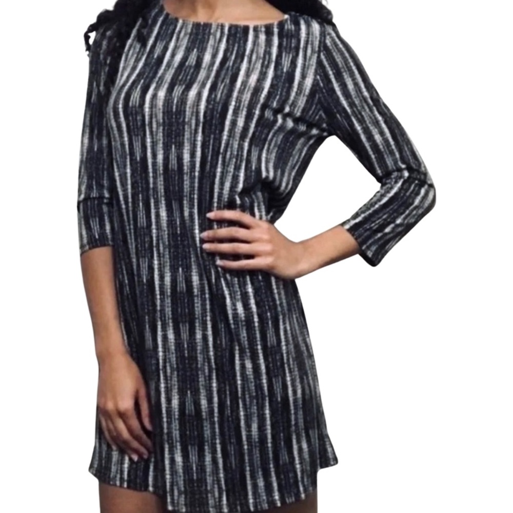 BCBG Max Azria Batik Shift Dress - XS - Black, White, Tan